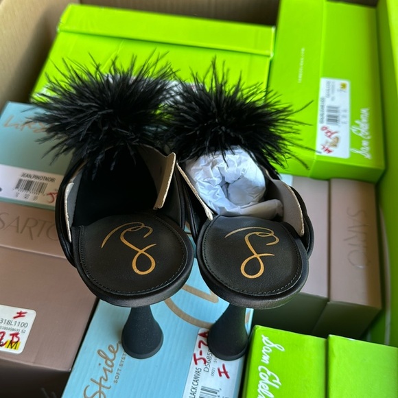 SAM EDELMAN ANTHONY BLACK SATIN MULE PUMP - Picture 8 of 9